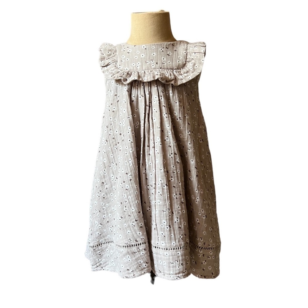 THE PRAIRIE BY RACHEL ASHWELL GIRLS BEIGE FLORAL SLEEVELESS CASUAL DRESS SIZE 3T